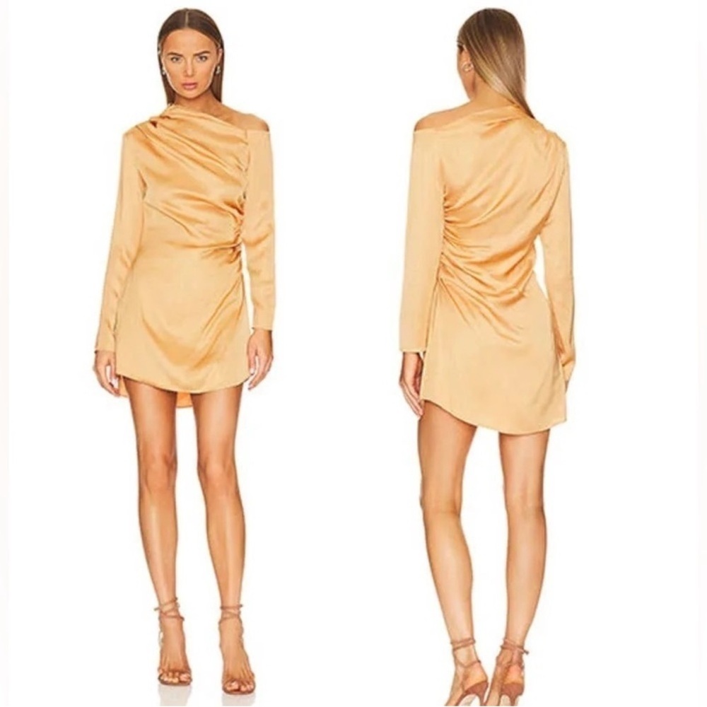 A.L.C. Jamie Dress one shoulder satin ruched mini cocktail dress size 4